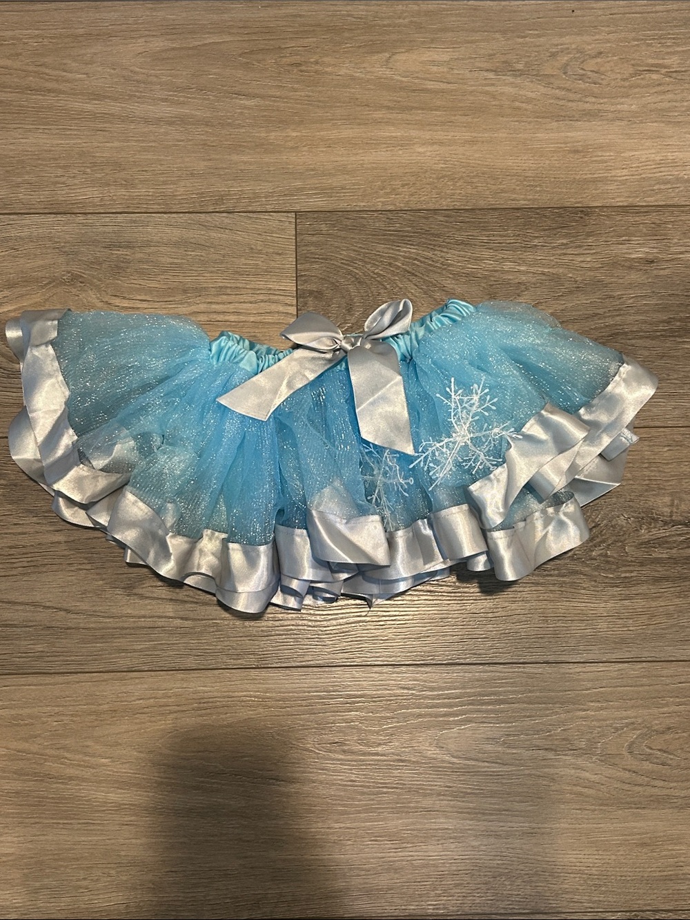 Blue Sparkle Snowflake(Frozen) Tutu Skirt with Silver Trim - Kids Costume